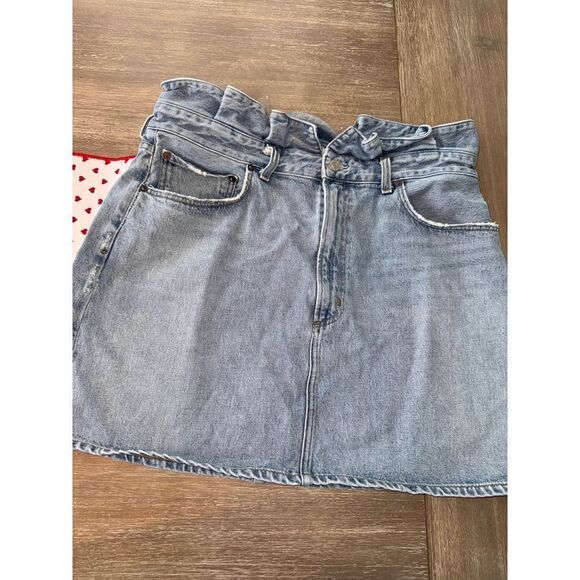 Agolde Lettuce Denim Mini Skirt Organic Cotton Womens Size 33 - Picture 6 of 11